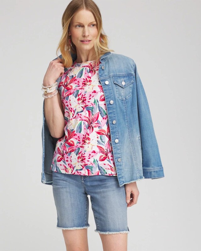 Floral Button Detail Tank - image 2
